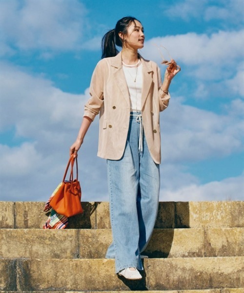 nissen（ニッセン）の「メッシュテーラードジャケット（テーラードジャケット・レディース・ブラウン/ベージュ/ブラック・S/M/L/LL）」の5枚目の写真