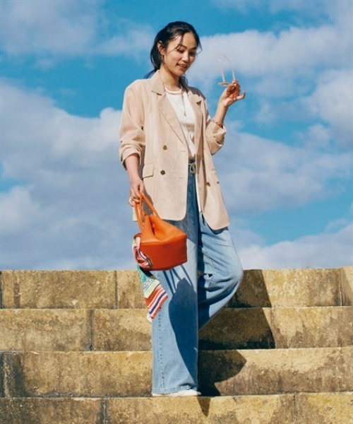 nissen（ニッセン）の「メッシュテーラードジャケット（テーラードジャケット・レディース・ブラウン/ベージュ/ブラック・S/M/L/LL）」の4枚目の写真