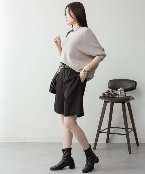 aity(アイティ)の「M-5L 前後2way 畦編みルーズセーター(ニット/セーター・レディース・ネイビー/オフホワイト/グレイッシュベージュ/ライトグレー/ブラック・4L~5L/LL~3L/M~L)」の11枚目の写真