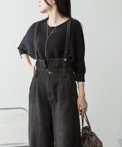 aity(アイティ)の「M-5L 前後2way 畦編みルーズセーター(ニット/セーター・レディース・ネイビー/オフホワイト/グレイッシュベージュ/ライトグレー/ブラック・4L~5L/LL~3L/M~L)」の14枚目の写真