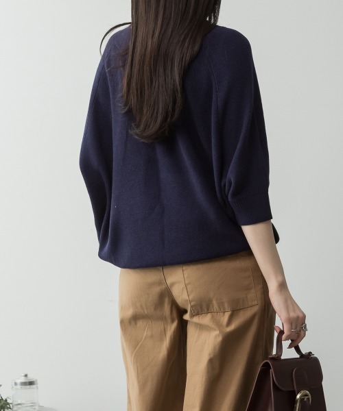 aity(アイティ)の「M-5L 前後2way 畦編みルーズセーター(ニット/セーター・レディース・ネイビー/オフホワイト/グレイッシュベージュ/ライトグレー/ブラック・4L~5L/LL~3L/M~L)」の19枚目の写真