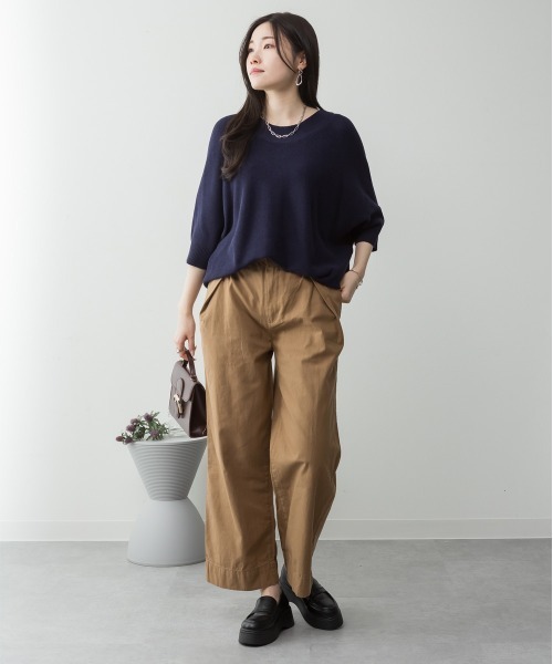 aity(アイティ)の「M-5L 前後2way 畦編みルーズセーター(ニット/セーター・レディース・ネイビー/オフホワイト/グレイッシュベージュ/ライトグレー/ブラック・4L~5L/LL~3L/M~L)」の20枚目の写真