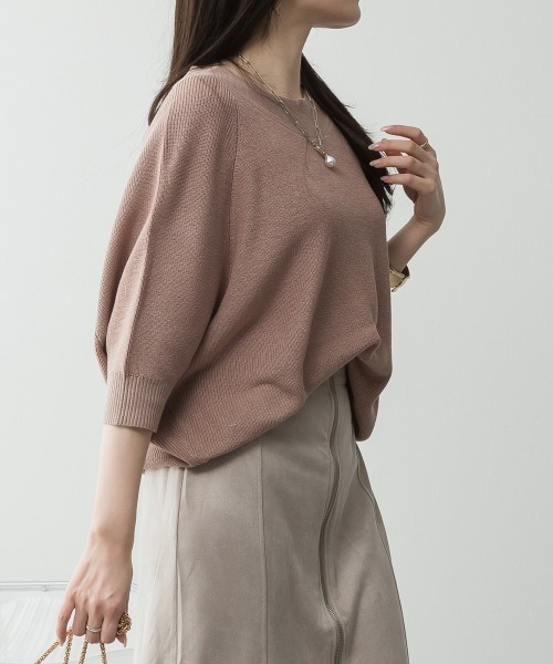 aity(アイティ)の「M-5L 前後2way 畦編みルーズセーター(ニット/セーター・レディース・ネイビー/オフホワイト/グレイッシュベージュ/ライトグレー/ブラック・4L~5L/LL~3L/M~L)」の22枚目の写真
