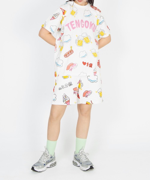 PUNYUS(プニュズ)の「【新サイズ】天国と地獄総柄Tシャツ(Tシャツ/カットソー・レディース・スミクロ/ホワイト・1/2/3/4/5)」の8枚目の写真