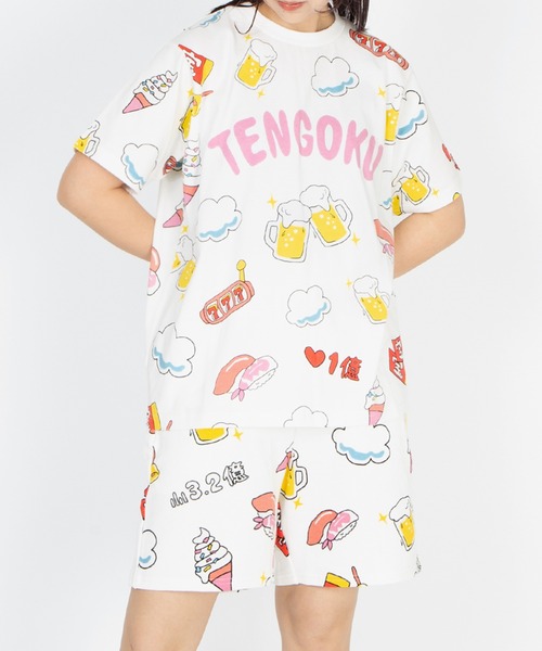 PUNYUS(プニュズ)の「【新サイズ】天国と地獄総柄Tシャツ(Tシャツ/カットソー・レディース・スミクロ/ホワイト・1/2/3/4/5)」の9枚目の写真