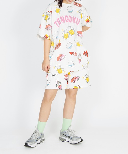 PUNYUS(プニュズ)の「【新サイズ】天国と地獄総柄Tシャツ(Tシャツ/カットソー・レディース・スミクロ/ホワイト・1/2/3/4/5)」の3枚目の写真