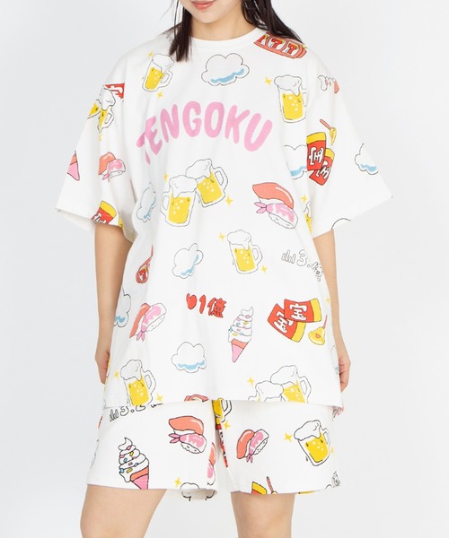 PUNYUS(プニュズ)の「【新サイズ】天国と地獄総柄Tシャツ(Tシャツ/カットソー・レディース・スミクロ/ホワイト・1/2/3/4/5)」の7枚目の写真