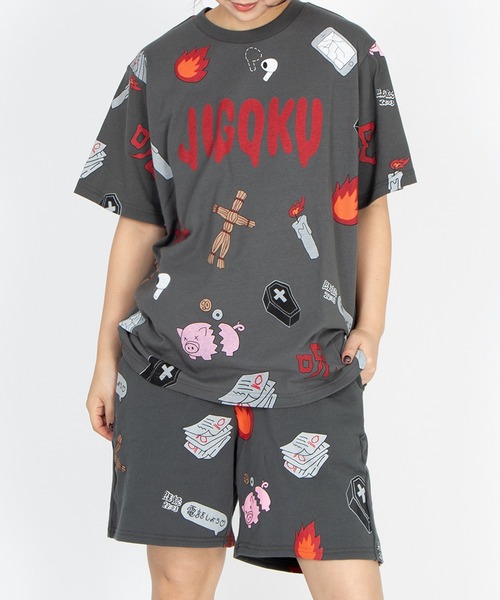 PUNYUS(プニュズ)の「【新サイズ】天国と地獄総柄Tシャツ(Tシャツ/カットソー・レディース・スミクロ/ホワイト・1/2/3/4/5)」の14枚目の写真