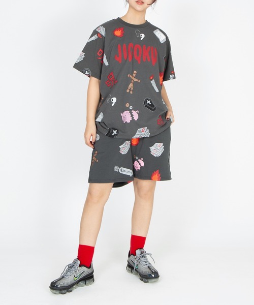 PUNYUS(プニュズ)の「【新サイズ】天国と地獄総柄Tシャツ(Tシャツ/カットソー・レディース・スミクロ/ホワイト・1/2/3/4/5)」の15枚目の写真