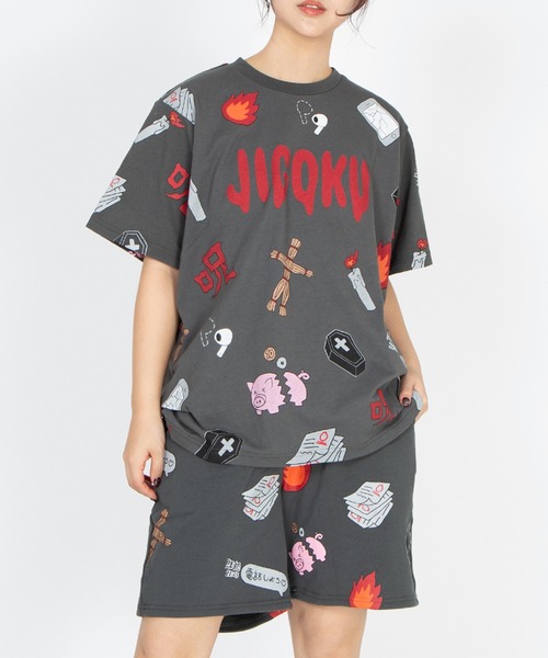 PUNYUS(プニュズ)の「【新サイズ】天国と地獄総柄Tシャツ(Tシャツ/カットソー・レディース・スミクロ/ホワイト・1/2/3/4/5)」の16枚目の写真