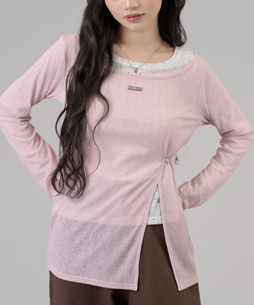 apres jour mignon(アプレジュールミニョン)の「スリット入りワンショルトップス(Tシャツ/カットソー・レディース・ライトグレー/オフホワイト/ブラウン系その他/ブラック/ピンク・フリー/LARGE)」の5枚目の写真