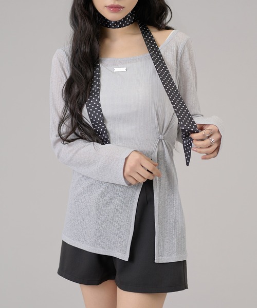 apres jour mignon(アプレジュールミニョン)の「スリット入りワンショルトップス(Tシャツ/カットソー・レディース・ライトグレー/オフホワイト/ブラウン系その他/ブラック/ピンク・フリー/LARGE)」の3枚目の写真