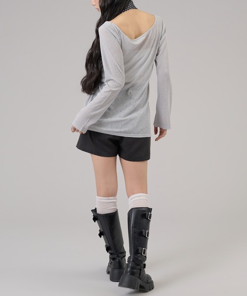 apres jour mignon(アプレジュールミニョン)の「スリット入りワンショルトップス(Tシャツ/カットソー・レディース・ライトグレー/オフホワイト/ブラウン系その他/ブラック/ピンク・フリー/LARGE)」の8枚目の写真