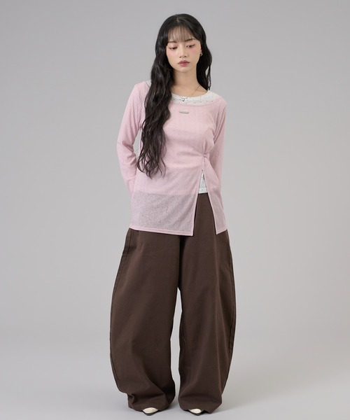 apres jour mignon(アプレジュールミニョン)の「スリット入りワンショルトップス(Tシャツ/カットソー・レディース・ライトグレー/オフホワイト/ブラウン系その他/ブラック/ピンク・フリー/LARGE)」の10枚目の写真