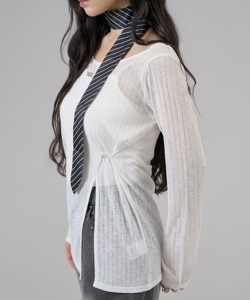 apres jour mignon(アプレジュールミニョン)の「スリット入りワンショルトップス(Tシャツ/カットソー・レディース・ライトグレー/オフホワイト/ブラウン系その他/ブラック/ピンク・フリー/LARGE)」の12枚目の写真