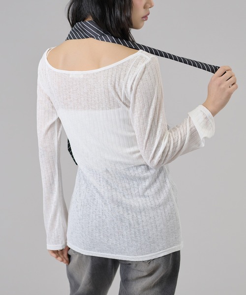 apres jour mignon(アプレジュールミニョン)の「スリット入りワンショルトップス(Tシャツ/カットソー・レディース・ライトグレー/オフホワイト/ブラウン系その他/ブラック/ピンク・フリー/LARGE)」の13枚目の写真