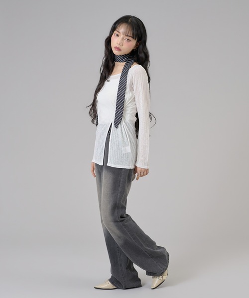 apres jour mignon(アプレジュールミニョン)の「スリット入りワンショルトップス(Tシャツ/カットソー・レディース・ライトグレー/オフホワイト/ブラウン系その他/ブラック/ピンク・フリー/LARGE)」の16枚目の写真