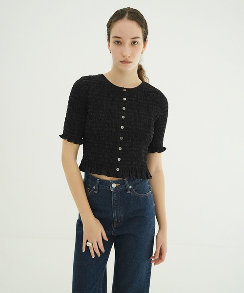 CLANE(クラネ)の「SHIRRING HALF SLEEVE BLOUSE(シャツ/ブラウス・レディース・アイボリー/ブラック・1/2)」の10枚目の写真