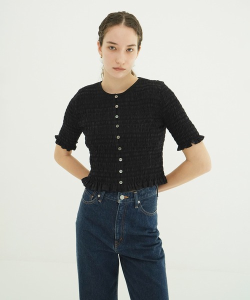 CLANE(クラネ)の「SHIRRING HALF SLEEVE BLOUSE(シャツ/ブラウス・レディース・アイボリー/ブラック・1/2)」の12枚目の写真