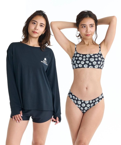 セール】ROXY/ロキシー 水着 4点セット ビキニ 花柄 長袖ラッシュ