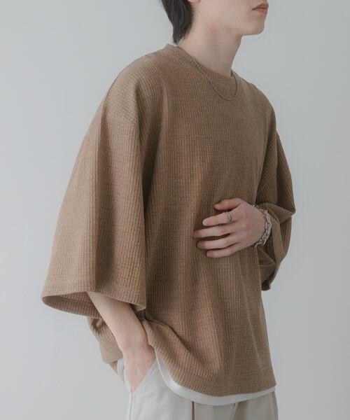 SENSE OF PLACE by URBAN RESEARCH（センスオブプレイスバイアーバンリサーチ）の「ソフトワッフルエクストラルーズTシャツ（Tシャツ/カットソー・メンズ・ベージュ/ブラウン/グレー・LARGE/MEDIUM）」の3枚目の写真