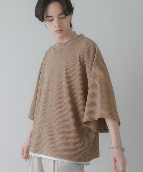 SENSE OF PLACE by URBAN RESEARCH（センスオブプレイスバイアーバンリサーチ）の「ソフトワッフルエクストラルーズTシャツ（Tシャツ/カットソー・メンズ・ベージュ/ブラウン/グレー・LARGE/MEDIUM）」の14枚目の写真