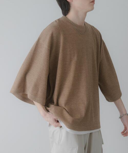 SENSE OF PLACE by URBAN RESEARCH（センスオブプレイスバイアーバンリサーチ）の「ソフトワッフルエクストラルーズTシャツ（Tシャツ/カットソー・メンズ・ベージュ/ブラウン/グレー・LARGE/MEDIUM）」の16枚目の写真