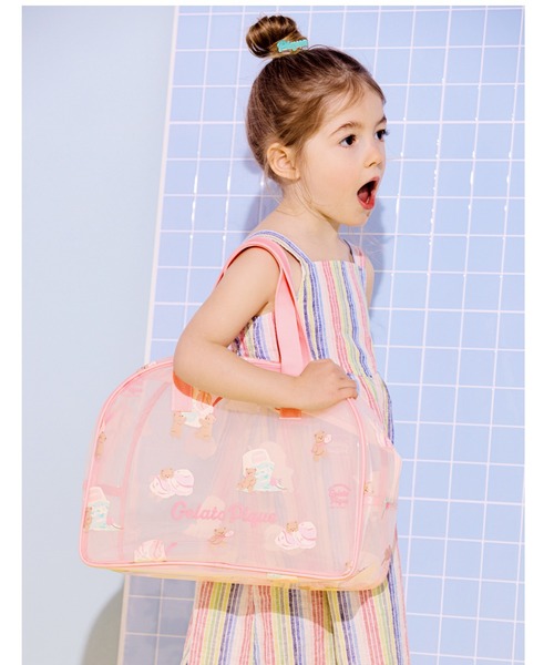 gelato pique（ジェラートピケ）の「【KIDS】アイスクリームベア柄PVCプールバッグ（トートバッグ・キッズ・ミント/ピンク・F）」の2枚目の写真