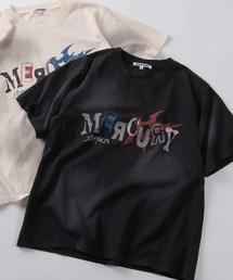 SlashDate | 【82】ピグメント加工 カモフラ柄 ロゴプリント ショート丈 クルーネックTシャツ/ユニセックス/レディース/メンズ(Tシャツ/カットソー)