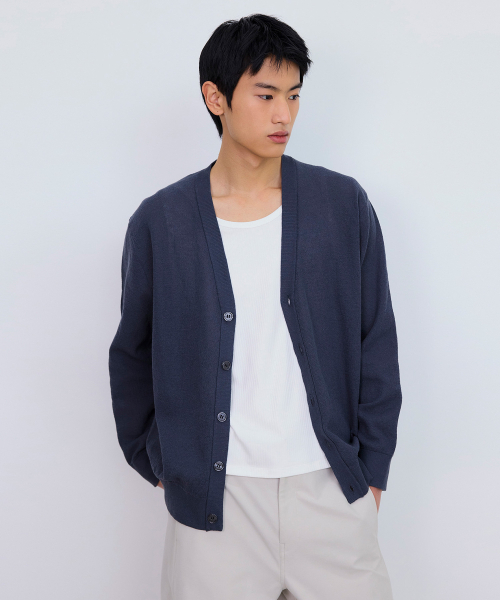 MINDBRIDGE（マインドブリッジ）の「[COUTURE]リネン混合オーバーサイズカーディガン - 3色（カーディガン/ボレロ・メンズ・ベージュ/ブラック/チャコールグレー・95/100/105/110）」の10枚目の写真