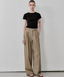 MALOUPE（マロップ）の「2176 ナイロンツーピンタックパンツ（ダークベージュ）（その他パンツ）」