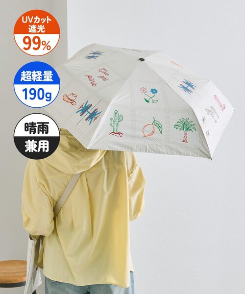 ear PAPILLONNER(イアパピヨネ)の「SUM1 STYLEパッチワーク晴雨兼用傘(折りたたみ傘・レディース・ホワイト/ブラック・FREE)」の2枚目の写真