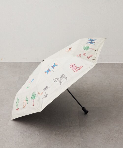 ear PAPILLONNER(イアパピヨネ)の「SUM1 STYLEパッチワーク晴雨兼用傘(折りたたみ傘・レディース・ホワイト/ブラック・FREE)」の3枚目の写真