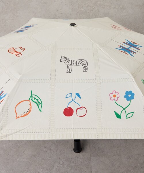ear PAPILLONNER(イアパピヨネ)の「SUM1 STYLEパッチワーク晴雨兼用傘(折りたたみ傘・レディース・ホワイト/ブラック・FREE)」の8枚目の写真