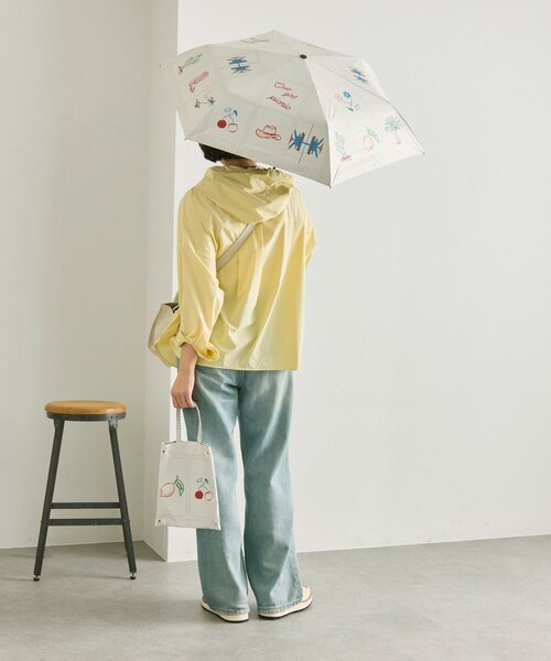 ear PAPILLONNER(イアパピヨネ)の「SUM1 STYLEパッチワーク晴雨兼用傘(折りたたみ傘・レディース・ホワイト/ブラック・FREE)」の13枚目の写真