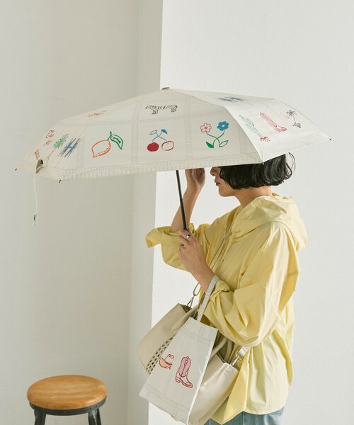 ear PAPILLONNER(イアパピヨネ)の「SUM1 STYLEパッチワーク晴雨兼用傘(折りたたみ傘・レディース・ホワイト/ブラック・FREE)」の16枚目の写真