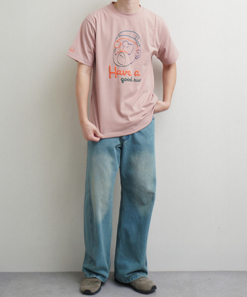 Duckster(ダックスター)の「DUCKSTER TC度詰め天竺 OJISANフェイスグラフィック 半袖Tシャツ(Tシャツ/カットソー・メンズ・ミント/ホワイト/ライトピンク・MEDIUM/LARGE/X-LARGE)」の10枚目の写真