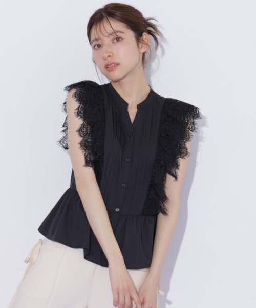 JILL by JILL STUART(ジルバイジルスチュアート)の「レースフリルペプラムブラウス(シャツ/ブラウス・レディース・ブルー/ブラック/ホワイト・FREE)」の3枚目の写真