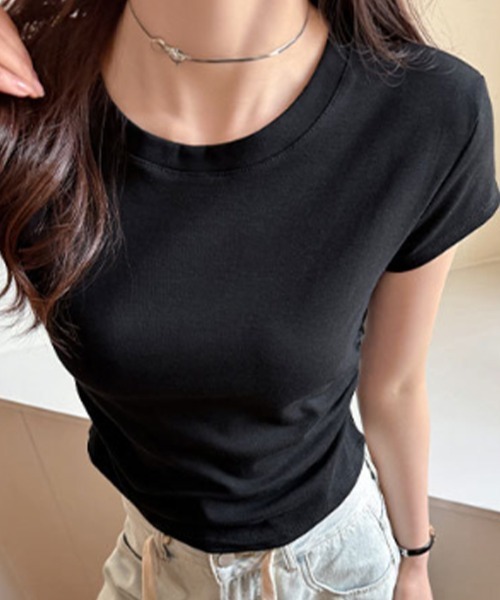 mielu(ミエル)の「ベーシックタイトTシャツ(Tシャツ/カットソー・レディース・ホワイト/ブラック/グレー/ダークグレー・LARGE/MEDIUM)」の9枚目の写真
