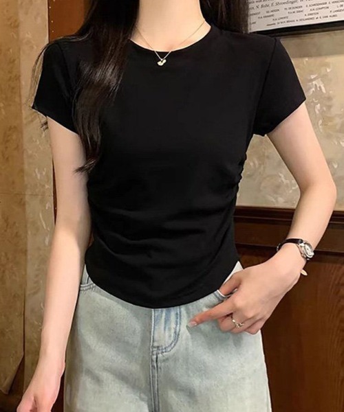 mielu(ミエル)の「ベーシックタイトTシャツ(Tシャツ/カットソー・レディース・ホワイト/ブラック/グレー/ダークグレー・LARGE/MEDIUM)」の10枚目の写真