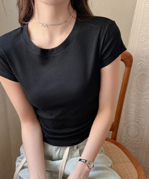 mielu(ミエル)の「ベーシックタイトTシャツ(Tシャツ/カットソー・レディース・ホワイト/ブラック/グレー/ダークグレー・LARGE/MEDIUM)」の11枚目の写真