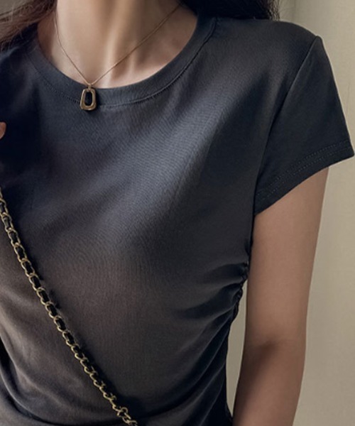 mielu(ミエル)の「ベーシックタイトTシャツ(Tシャツ/カットソー・レディース・ホワイト/ブラック/グレー/ダークグレー・LARGE/MEDIUM)」の18枚目の写真