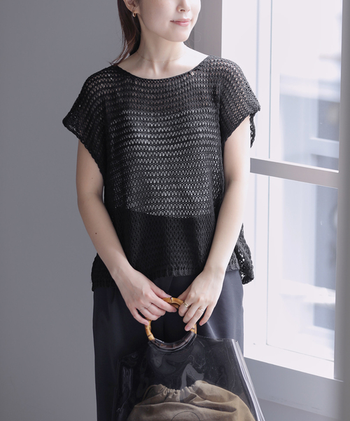 La TOTALITE(ラトータリテ)の「FLEK/フレック メッシュベスト(ニット/セーター・レディース・ベージュ/ブラック/ホワイト・FREE)」の5枚目の写真