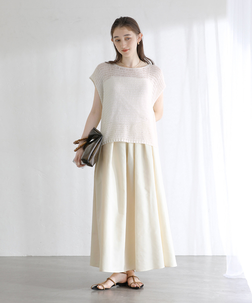 La TOTALITE(ラトータリテ)の「FLEK/フレック メッシュベスト(ニット/セーター・レディース・ベージュ/ブラック/ホワイト・FREE)」の6枚目の写真