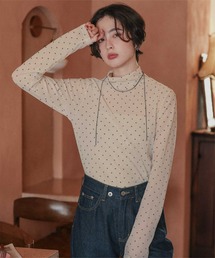 シアーベロアハイネックロングTシャツ