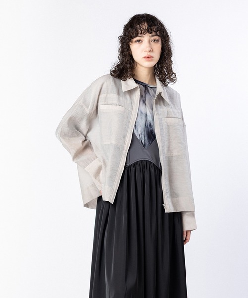 OSMOSIS（オズモーシス）の「シアージップブルゾン（ブルゾン・レディース・ネイビー/ブラック/グレイッシュベージュ・ONE SIZE）」の2枚目の写真