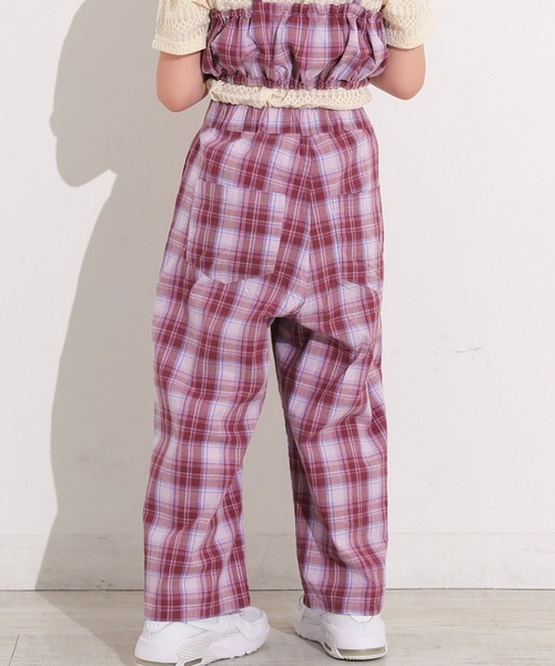 Ocean&Ground（オーシャン&グラウンド）の「チェックワイドパンツ（その他パンツ・キッズ・ベージュ/パープル・100/110/120/130/140）」の5枚目の写真