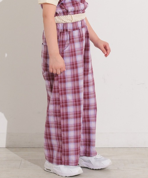 Ocean&Ground（オーシャン&グラウンド）の「チェックワイドパンツ（その他パンツ・キッズ・ベージュ/パープル・100/110/120/130/140）」の4枚目の写真