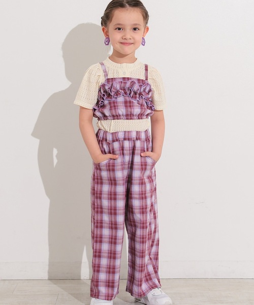 Ocean&Ground（オーシャン&グラウンド）の「チェックワイドパンツ（その他パンツ・キッズ・ベージュ/パープル・100/110/120/130/140）」の7枚目の写真