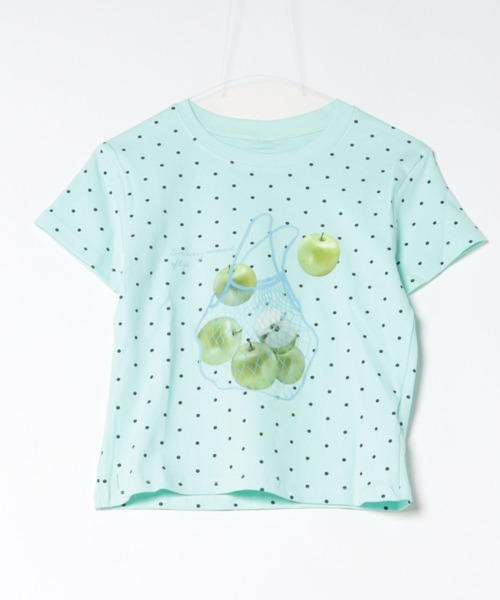 Sibra(シブラ)の「アップルプリントドット柄コンパクトTシャツ(Tシャツ/カットソー・レディース・ネイビー/イエロー/グリーン/ホワイト・M)」の1枚目の写真